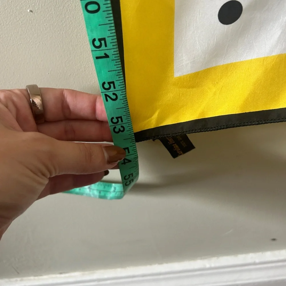 Carolina Herrera Yellow and Black Polka Dot Scarf - Picture 3 of 5